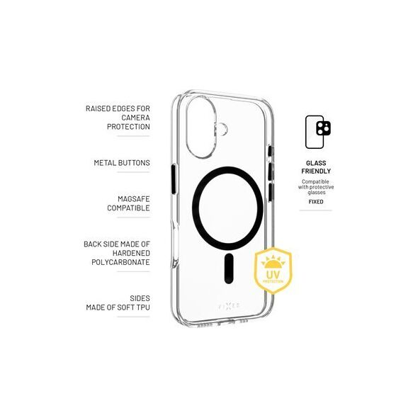 Fixed Fixed | MagPurity | Back Cover | Apple | iPhone 16 | TPU | Clear, Black
