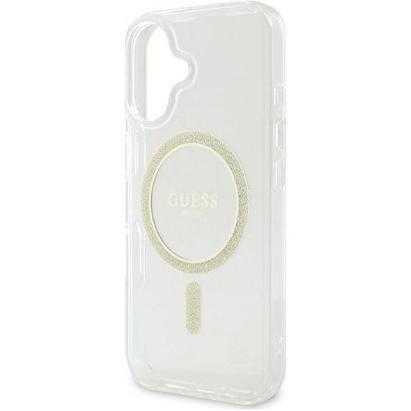 Guess Guess GUHMP16SHFGERET iPhone 16 6.1" przeźroczysty/transparent hardcase IML Glitter Circle MagSafe