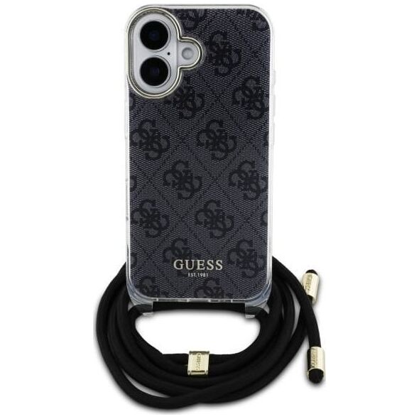 Guess Guess GUHCP16SHC4SEK iPhone 16 6.1"       czarny/black hardcase Crossbody Cord 4G Print