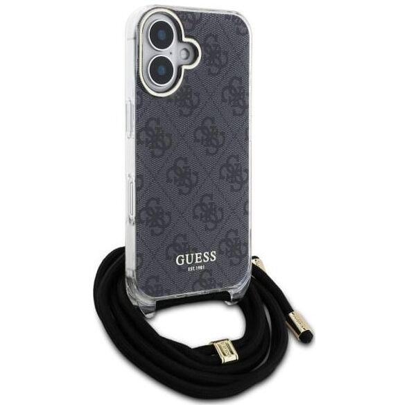 Guess Guess GUHCP16SHC4SEK iPhone 16 6.1"       czarny/black hardcase Crossbody Cord 4G Print
