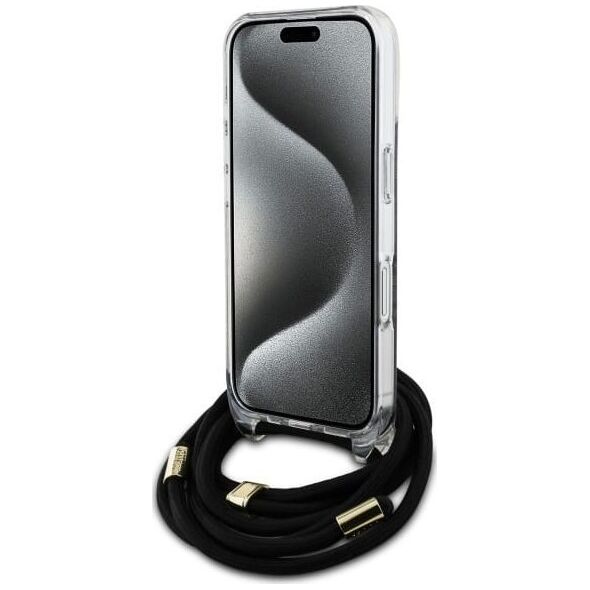 Guess Guess GUHCP16SHC4SEK iPhone 16 6.1"       czarny/black hardcase Crossbody Cord 4G Print