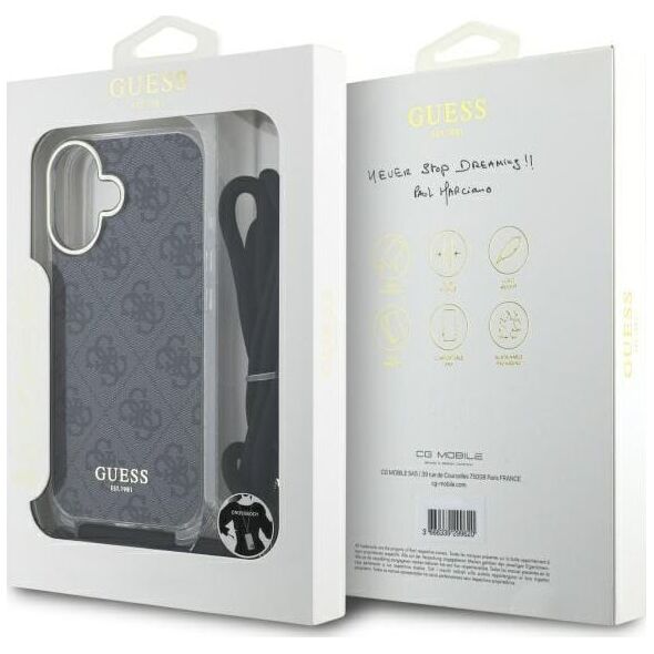 Guess Guess GUHCP16SHC4SEK iPhone 16 6.1"       czarny/black hardcase Crossbody Cord 4G Print