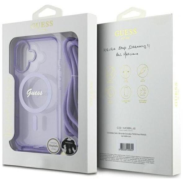 Guess Guess GUHMP16SHCTSGNSU iPhone 16 6.1"     fioletowy/purple hardcase Crossbody Cord Script MagSafe
