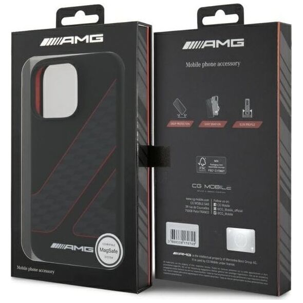 Mercedes AMG AMHMP16L2SCFR iPhone 16 Pro 6.3"      czarny/black hardcase Checkered Flag Pattern MagSafe