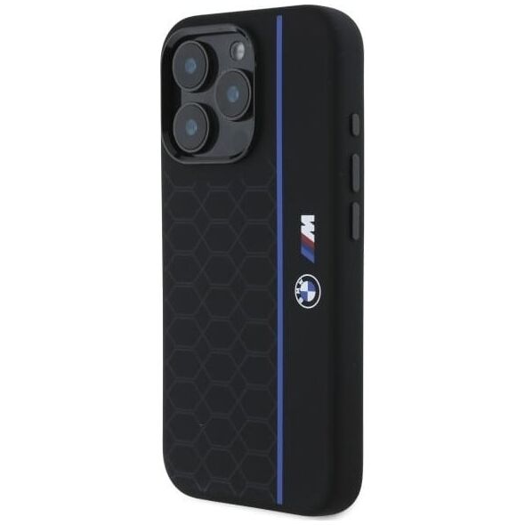 BMW BMW BMHMP16L23SHEB iPhone 16 Pro 6.3"     czarny/black hardcase Silicone Hexagon Blue Line MagSafe