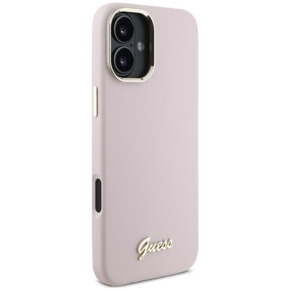 Guess Guess GUHCP16SSMBSLP iPhone 16 6.1"       różowy/pink hardcase Silicone Script Metal Logo & Frame