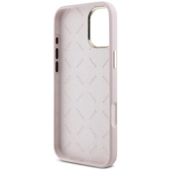 Guess Guess GUHCP16SSMBSLP iPhone 16 6.1"       różowy/pink hardcase Silicone Script Metal Logo & Frame