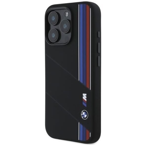 BMW BMW BMHMP16X23SCUK iPhone 16 Pro Max      6.9" czarny/black hardcase Silicone Cut Tricolor Lines MagSafe