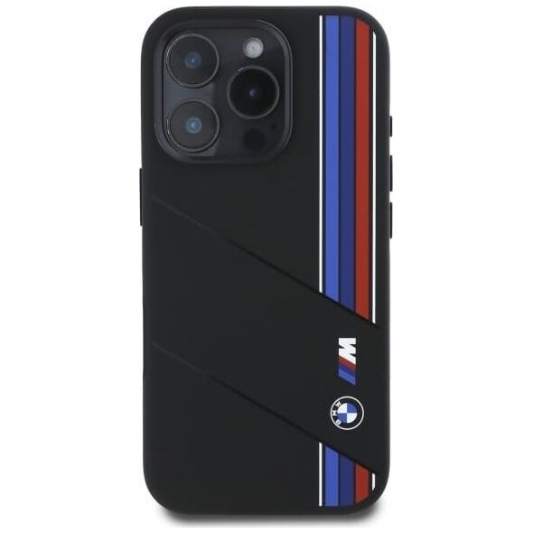 BMW BMW BMHMP16X23SCUK iPhone 16 Pro Max      6.9" czarny/black hardcase Silicone Cut Tricolor Lines MagSafe