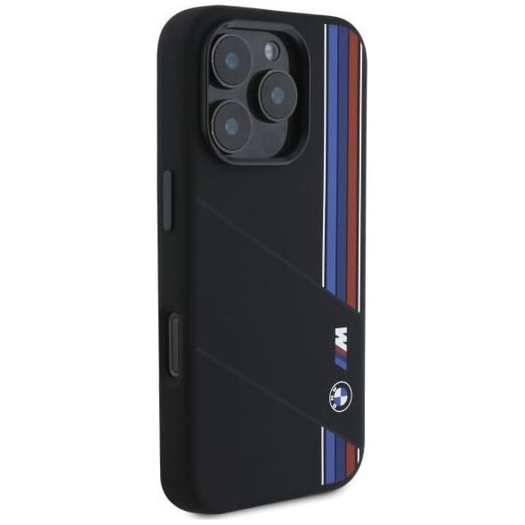 BMW BMW BMHMP16X23SCUK iPhone 16 Pro Max      6.9" czarny/black hardcase Silicone Cut Tricolor Lines MagSafe