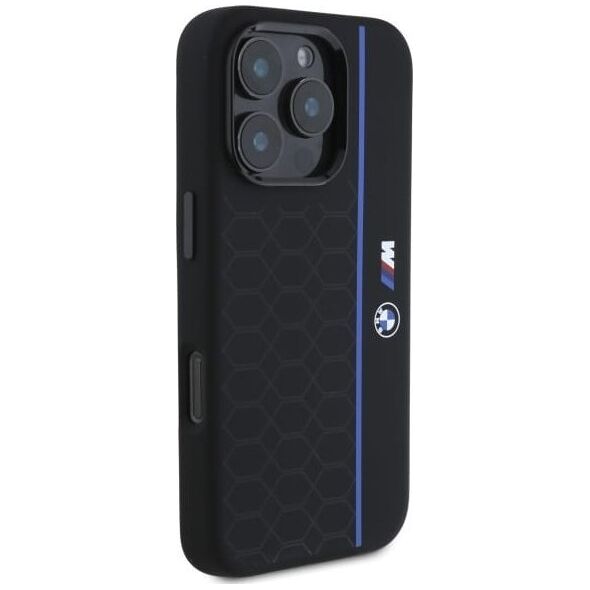 BMW BMW BMHMP16X23SHEB iPhone 16 Pro Max      6.9" czarny/black hardcase Silicone Hexagon Blue Line MagSafe