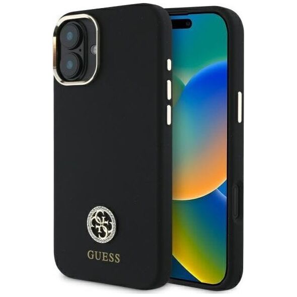 Guess Guess GUHCP16SM4DGPK iPhone 16 6.1"       czarny/black hardcase Silicone Logo Strass 4G