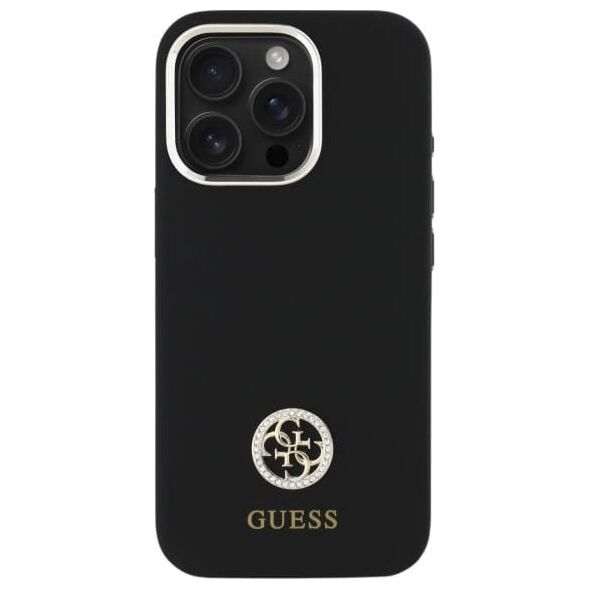 Guess Guess GUHCP16SM4DGPK iPhone 16 6.1"       czarny/black hardcase Silicone Logo Strass 4G