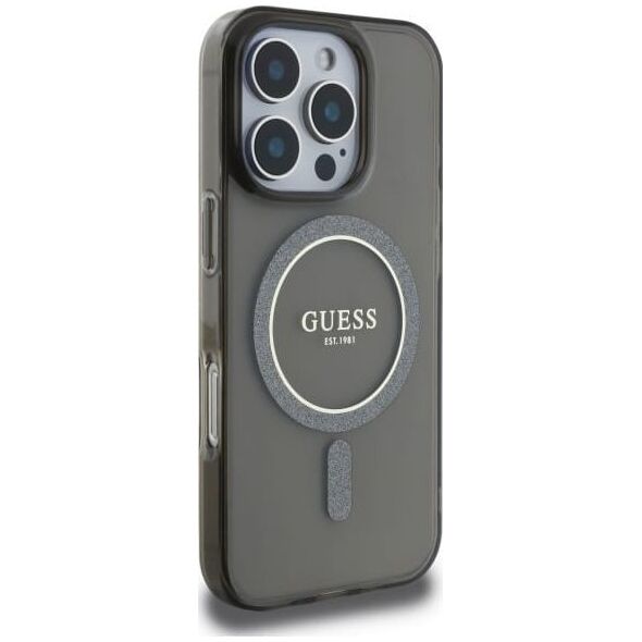 Guess Guess GUHMP16LHFGEREK iPhone 16 Pro 6.3"  czarny/black hardcase IML Glitter Circle MagSafe