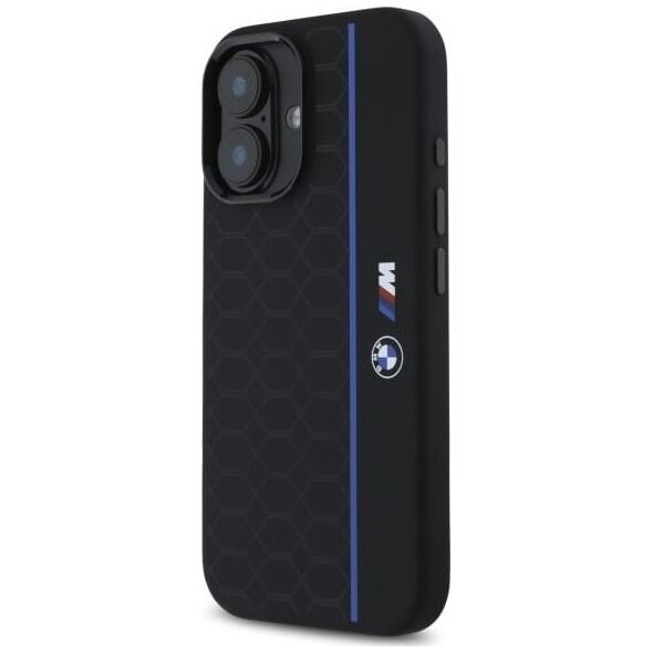 BMW BMW BMHMP16S23SHEB iPhone 16 6.1"         czarny/black hardcase Silicone Hexagon Blue Line MagSafe