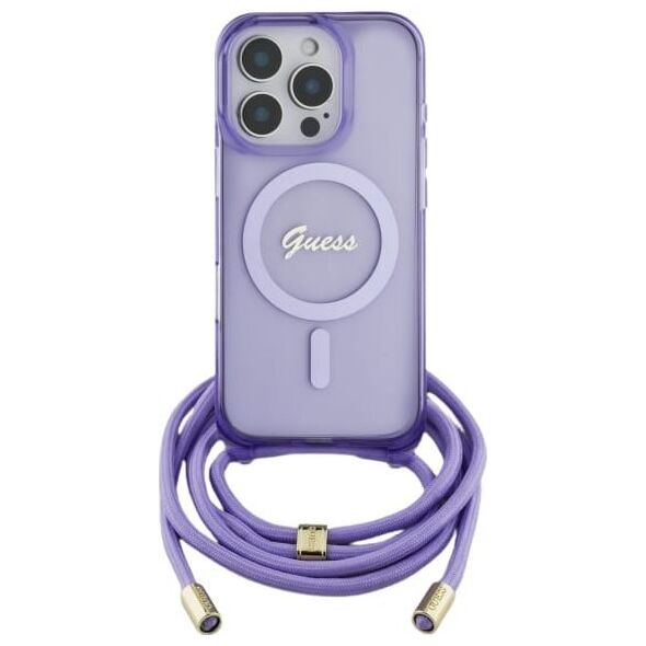 Guess Guess GUHMP16LHCTSGNSU iPhone 16 Pro      6.3" fioletowy/purple hardcase Crossbody Cord Script MagSafe
