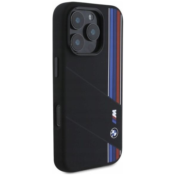 BMW BMW BMHMP16L23SCUK iPhone 16 Pro 6.3"     czarny/black hardcase Silicone Cut Tricolor Lines MagSafe