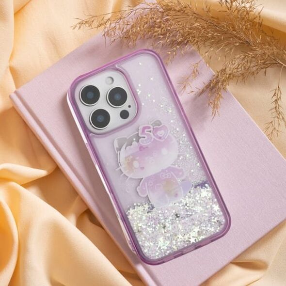 Hello Kitty Hello Kitty HKHCP16SL50PPU iPhone 16      6.1" fioletowy/purple hardcase Liquid Glitter 50TH Anniversary Party