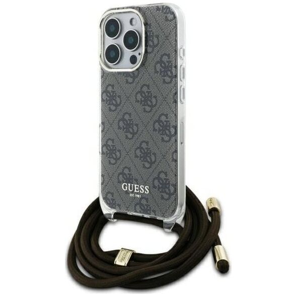 Guess Guess GUHCP16LHC4SEW iPhone 16 Pro 6.3"   brązowy/brown hardcase Crossbody Cord 4G Print
