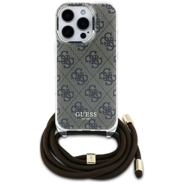 Guess Guess GUHCP16LHC4SEW iPhone 16 Pro 6.3"   brązowy/brown hardcase Crossbody Cord 4G Print