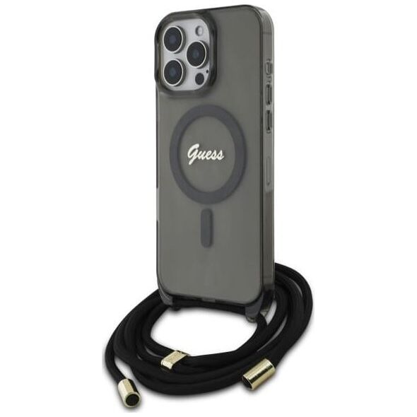 Guess Guess GUHMP16LHCTSGNSK iPhone 16 Pro      6.3" czarny/black hardcase Crossbody Cord Script MagSafe