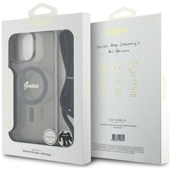Guess Guess GUHMP16LHCTSGNSK iPhone 16 Pro      6.3" czarny/black hardcase Crossbody Cord Script MagSafe