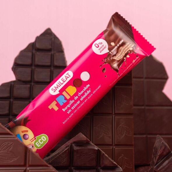 Smileat Triboo, BIO Wafelek z nadzieniem kakaowym w mlecznej czekoladzie, 40 g