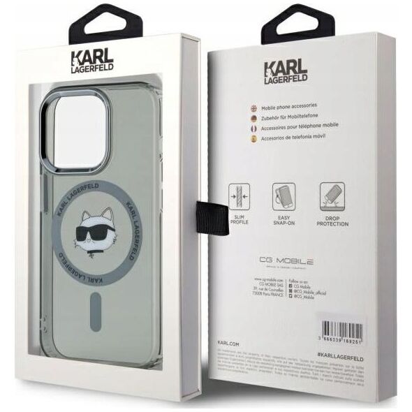 Karl Lagerfeld Karl Lagerfeld KLHMP15XHLSCHK iPhone 15 Pro Max 6.7" black/black hardcase IML Metal Choupette Head MagSafe