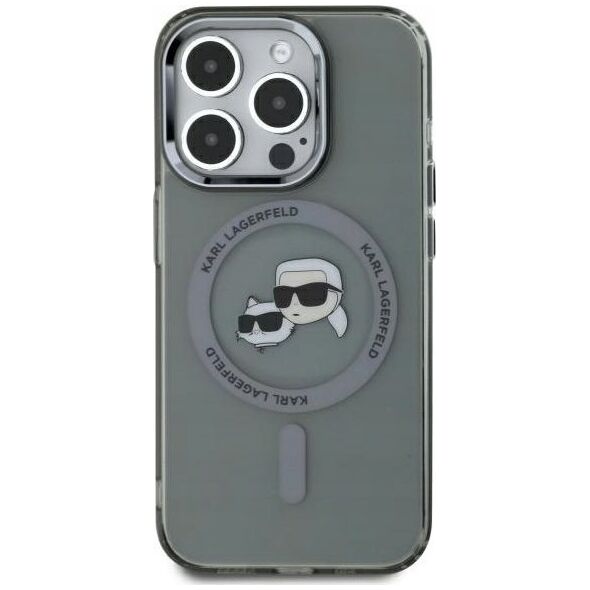 Karl Lagerfeld Karl Lagerfeld KLHMP15LHLSKCK iPhone 15 Pro 6.1" black/black hardcase IML Metal Karl&Choupette Head MagSafe