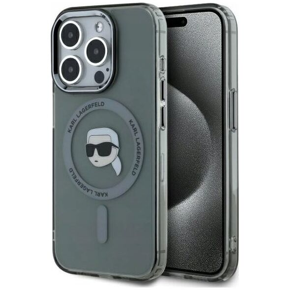 Karl Lagerfeld Karl Lagerfeld KLHMP15XHLSKIK iPhone 15 Pro Max 6.7" black/black hardcase IML Metal Karl Head MagSafe