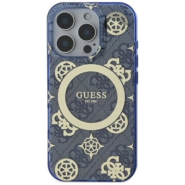 Guess Guess GUHMP16XH4PYEEB iPhone 16 Pro Max 6.9" blue/blue hardcase IML Peony On 4G Background MagSafe