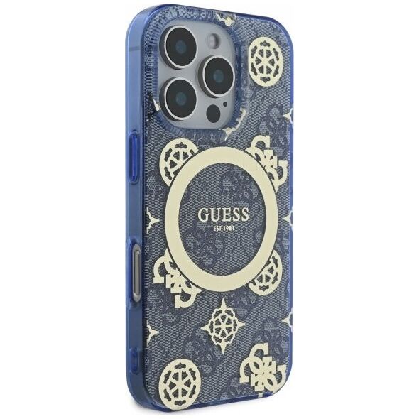 Guess Guess GUHMP16XH4PYEEB iPhone 16 Pro Max 6.9" blue/blue hardcase IML Peony On 4G Background MagSafe
