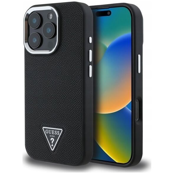 Guess Guess GUHMP16XPGTSPSK iPhone 16 Pro Max 6.3" black/black hardcase Grained Triangle MagSafe