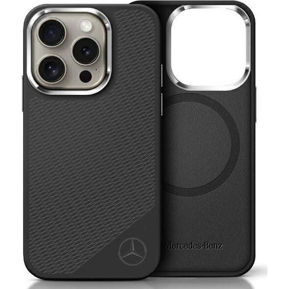 Mercedes Mercedes MEHMP16L23SUGDK iPhone 16 Pro 6.3" black/black hardcase Silicone Tonal Logo Wood Pattern MagSafe