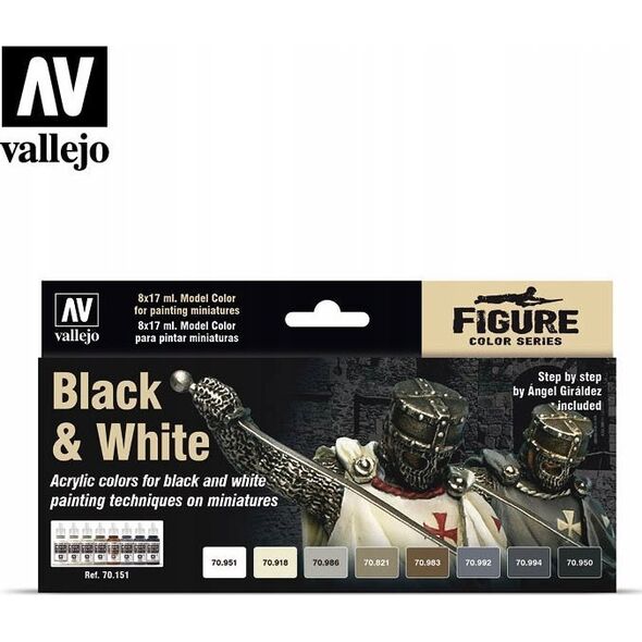 Vallejo Vallejo: 70.151 - Model Color - Figure - Black & White (8 x 18 ml)