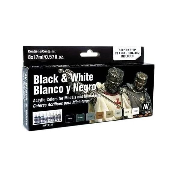 Vallejo Vallejo: 70.151 - Model Color - Figure - Black & White (8 x 18 ml)