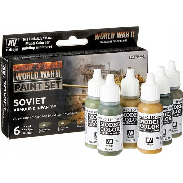Vallejo Vallejo: 70.202 - Model Color - WWII Soviet Armour & Infantry (6 x 18 ml)