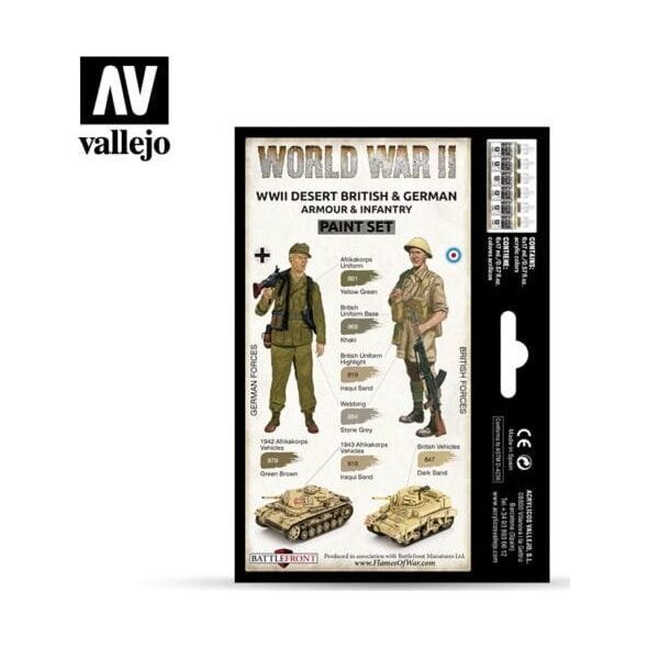 Vallejo Vallejo: 70.208 - Model Color - WWII Desert British & German Armour & Infantry (6 x 18 ml)
