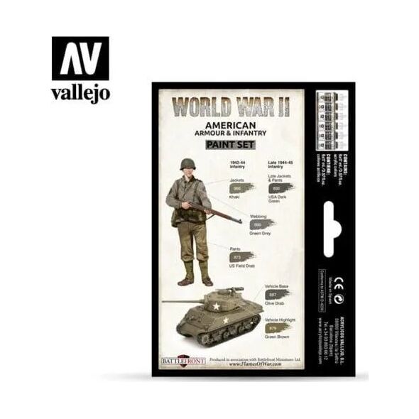 Vallejo Vallejo: 70.203 - Model Color - WWII American Armour & Infantry (6 x 18 ml)