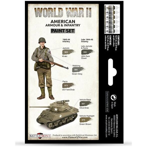 Vallejo Vallejo: 70.203 - Model Color - WWII American Armour & Infantry (6 x 18 ml)