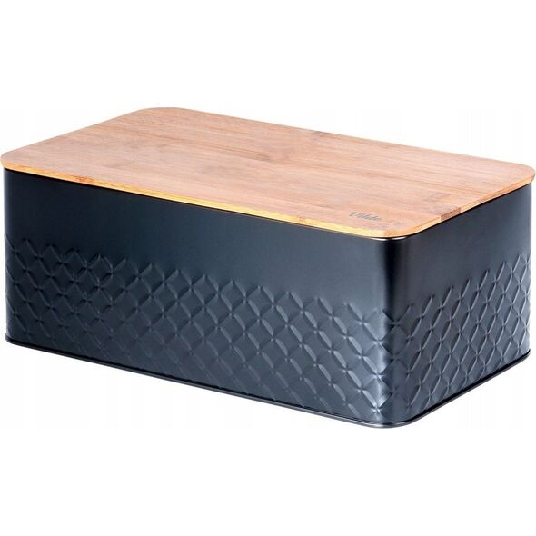 Chlebak Vilde Chlebak na Pieczywo Chleb z Deską Czarny Metalowy VILDE 33,5x18,5x12,5 cm