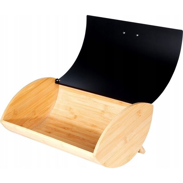 Chlebak Vilde Chlebak Pojemnik na Chleb Metalowy Drewniany Czarny VILDE 35,5x24,5x15,5 cm