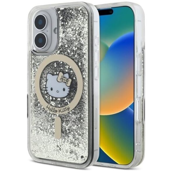 HelloKitty Hello Kitty HKHMP16SLGDIK iPhone 16 6.1"  czarny złoty/black gold hardcase Liquid Glitter Fever MagSafe