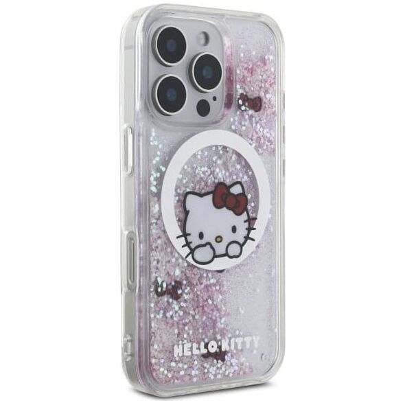 HelloKitty Hello Kitty HKHMP16LLSWKH iPhone 16 Pro   6.3" biały/white hardcase Liquid Glitter Sweet Kitty Bows MagSafe