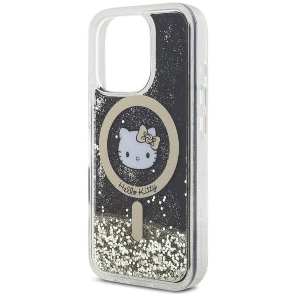 HelloKitty Hello Kitty HKHMP16LLGDIK iPhone 16 Pro   6.3" czarny złoty/black gold hardcase Liquid Glitter Fever MagSafe
