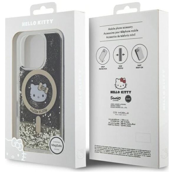 HelloKitty Hello Kitty HKHMP16LLGDIK iPhone 16 Pro   6.3" czarny złoty/black gold hardcase Liquid Glitter Fever MagSafe