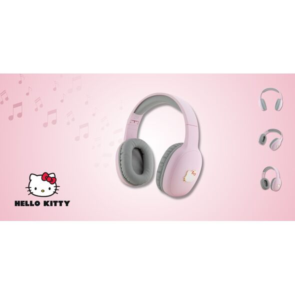 Słuchawki HelloKitty Hello Kitty słuchawki nauszne Bluetooth HKBHA1BKHLMP różowe/pink Metal Logo