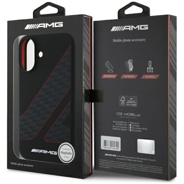 Mercedes AMG AMHMP16S2SCFR iPhone 16 6,1"          czarny/black hardcase Checkered Flag Pattern MagSafe