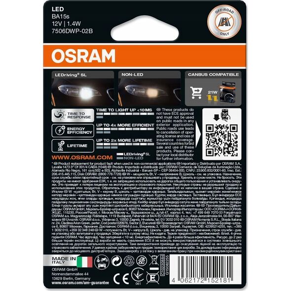 Osram CAR LIGHT OSRAM LED LAMP P21W 12V