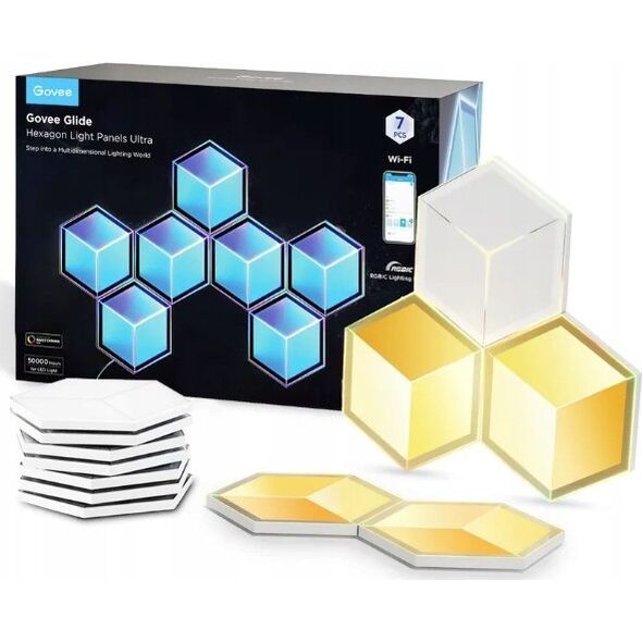 Govee Govee H606A Glide Hexagon Light Panels Ultra 7-pack | Oświetlenie LED | RGBIC, 2.4GHz Wi-Fi, Bluetooth